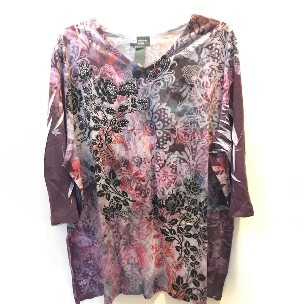 3/4 length sleeve floral blouse